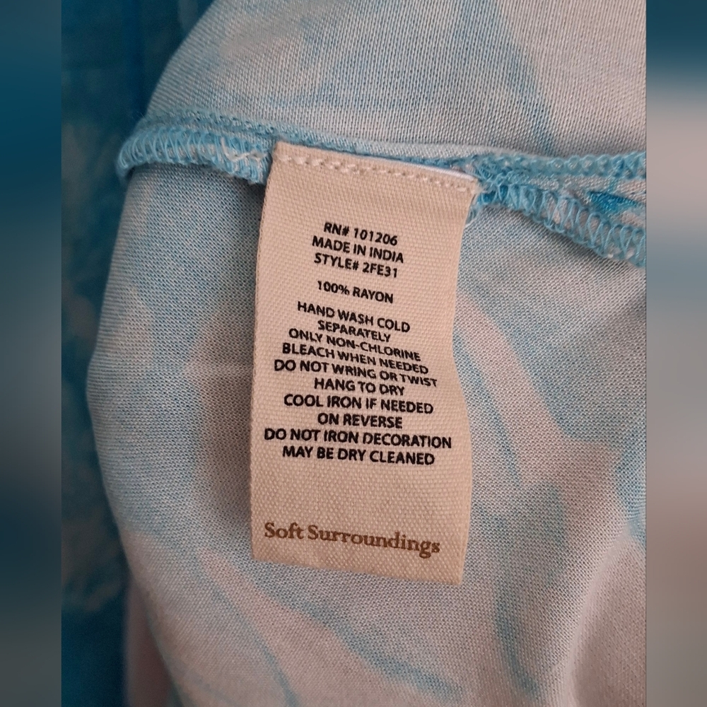 Soft surroundings icon beverly womens tunic blouse medium sky blue tye die new - Picture 11 of 12